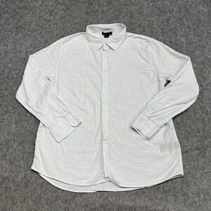 Porter & Ash Shirt Mens XL White Blue Check Stretch Long Sleeve Dress Button
